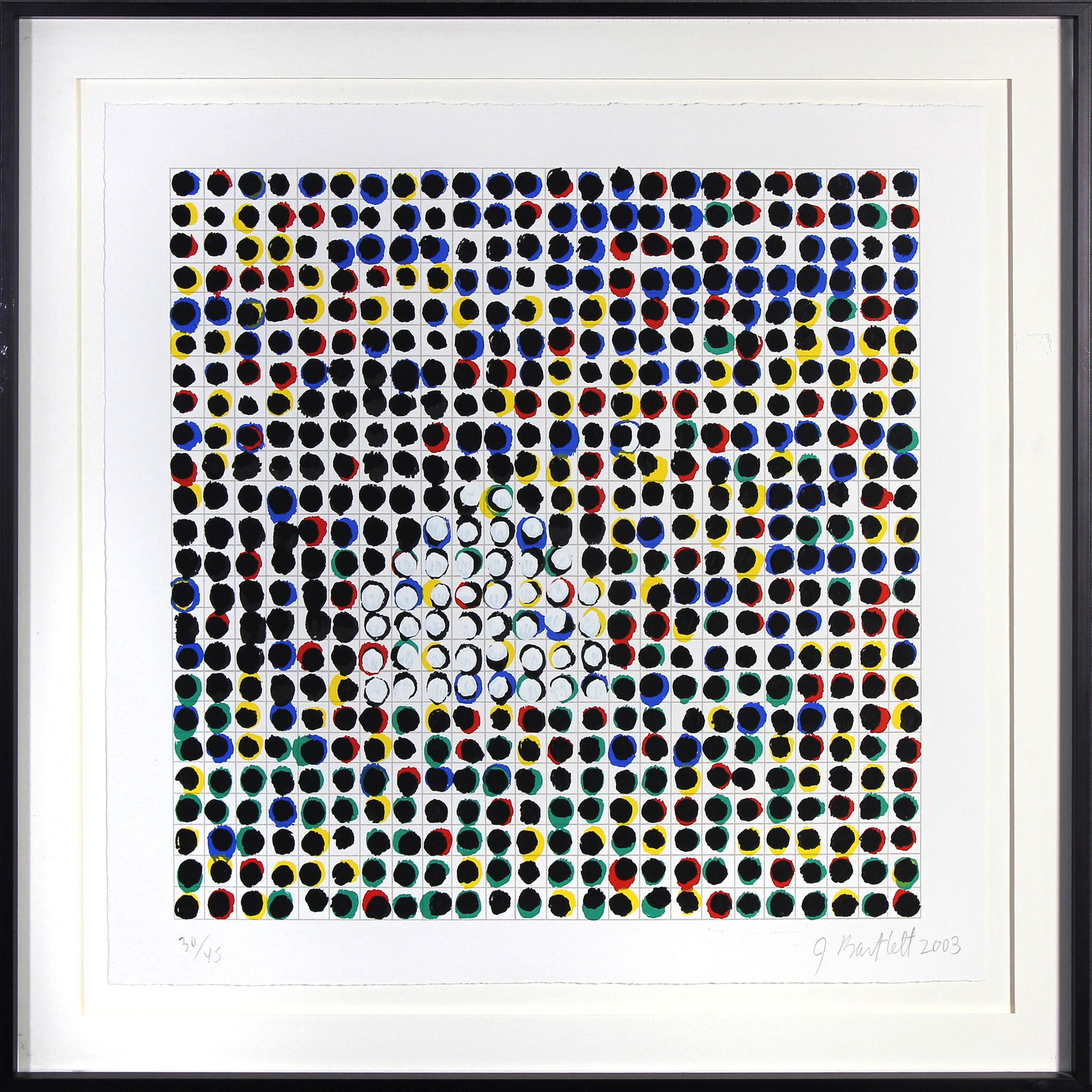 Jennifer Bartlett, Untitled (from the House Portfolio): ARTIST: Jennifer Bartlett (b.1941) MEDIUM: Screenprint DATE: 2003 DIMENSIONS: 11.75 x 11.75 in. (image); 17.25 x 17.25 in. (framed) SIGNATURE: LL in pencil 30/45, LR J Bartlett 2003Â CONDITION: Fine