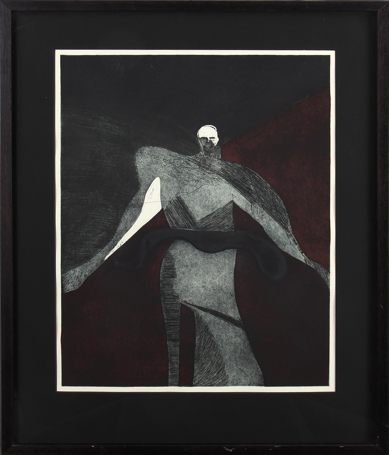 Fritz Scholder, Untitled (Dark Figure): ARTIST: Fritz Scholder (1937-2005) MEDIUM: Lithograph in Colors DATE: n.d. DIMENSIONS: 24.5 x 18 in. (sight); 32.5 x 25.25 in. (framed) SIGNATURE: Mat possibly covers signature and edition info. Signa