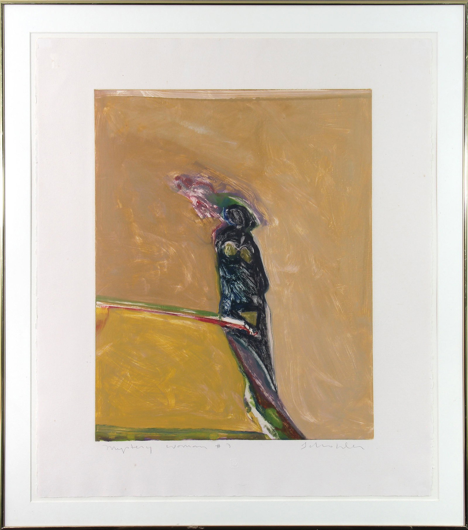 Fritz Scholder, Mystery Woman #3: ARTIST: Fritz Scholder (1937-2005) MEDIUM: Monoprint DATE: n.d. DIMENSIONS: 19.5 x 15.5 in. (image); 29.5 x 26.125 in. (framed) SIGNATURE: LL in pencil Mystery Woman #3, LC printers chop mark, LR Scho