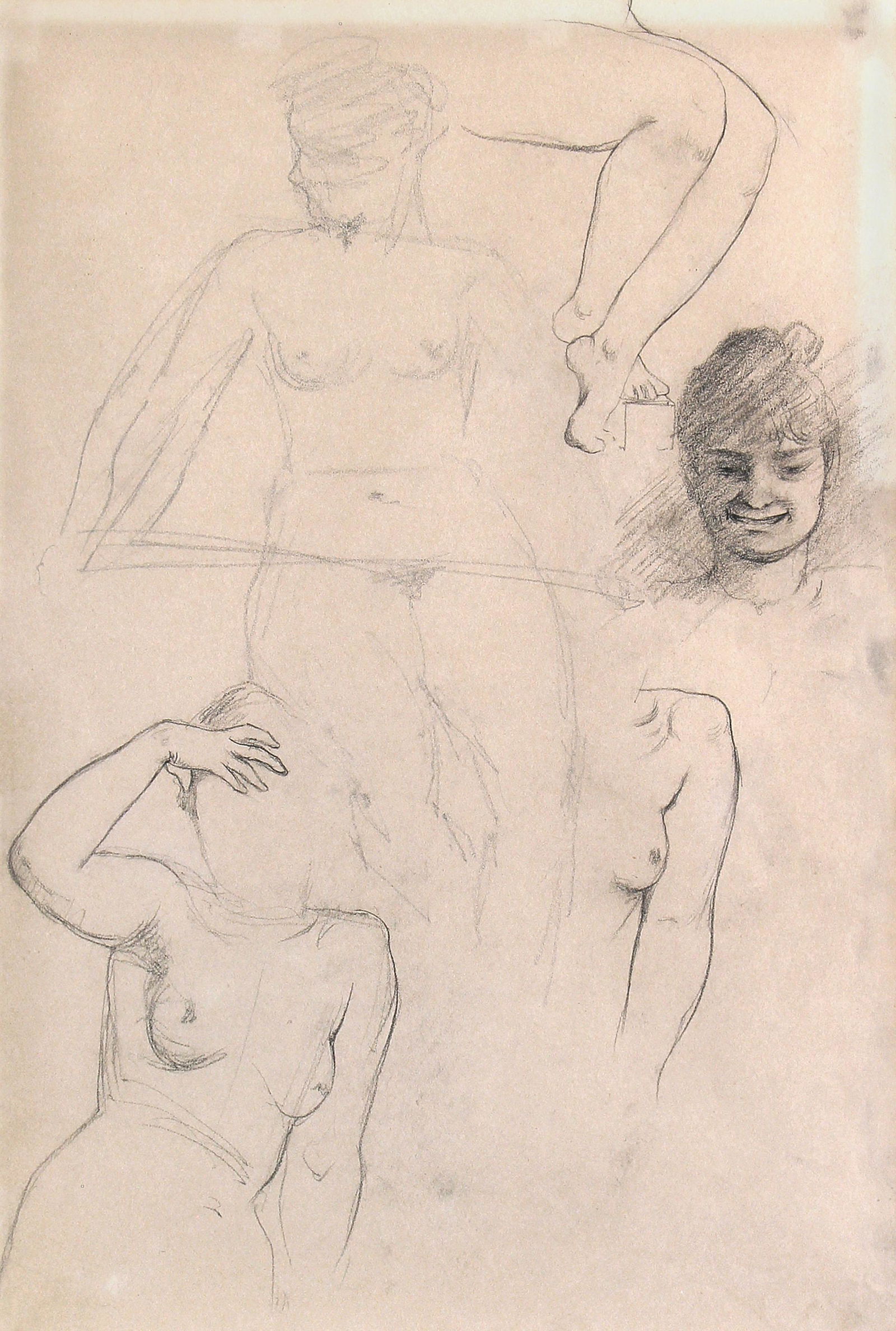 Lovis Corinth, Untitled (Nude Study): ARTIST: Lovis Corinth (1858-1925) MEDIUM: Pencil DATE: c.1886 DIMENSIONS: 19 x 13 in. (image); 25.25 x 19.25 in. (framed) SIGNATURE: None, information on verso CONDITION: Fine PROVENANCE: Larry Linkse