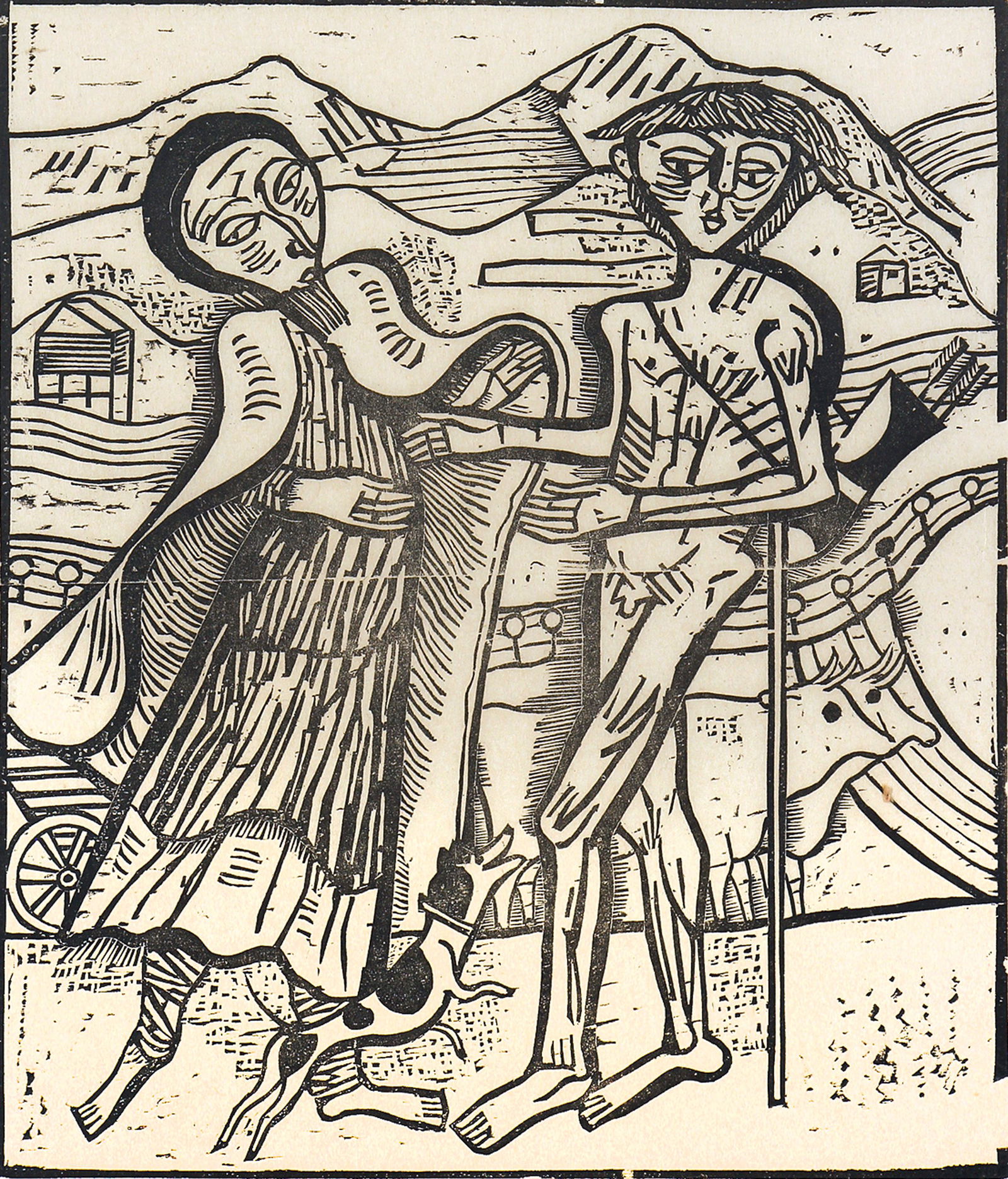 Gerhard Marcks, Untitled (Couple with Small Dog) (1 of 3)