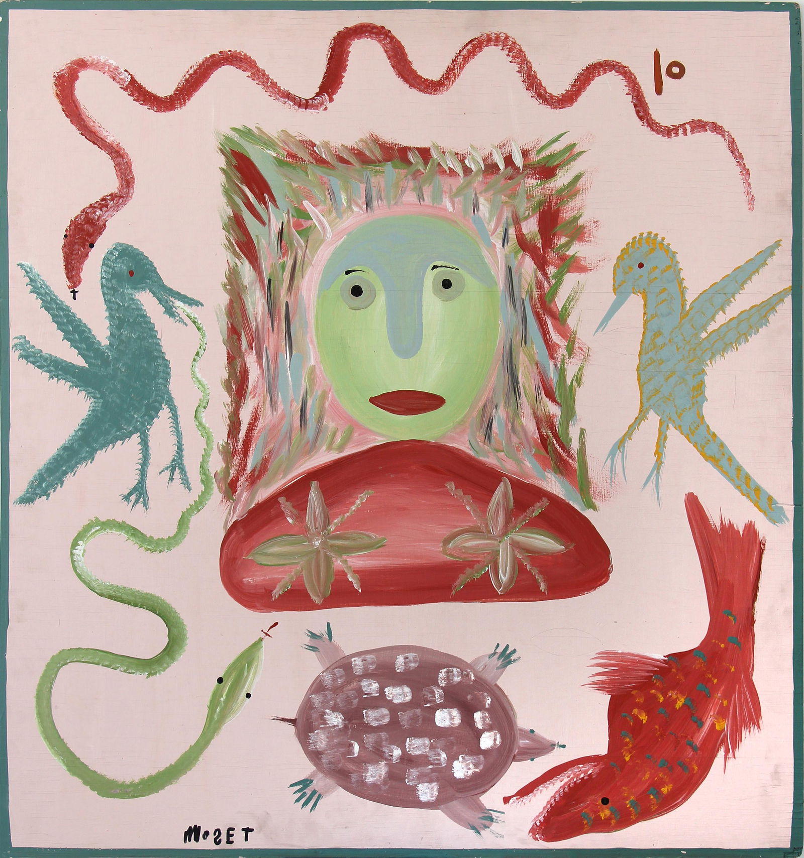 Mose Tolliver, Untitled (Pink Snake, Green Woman) (1 of 3)