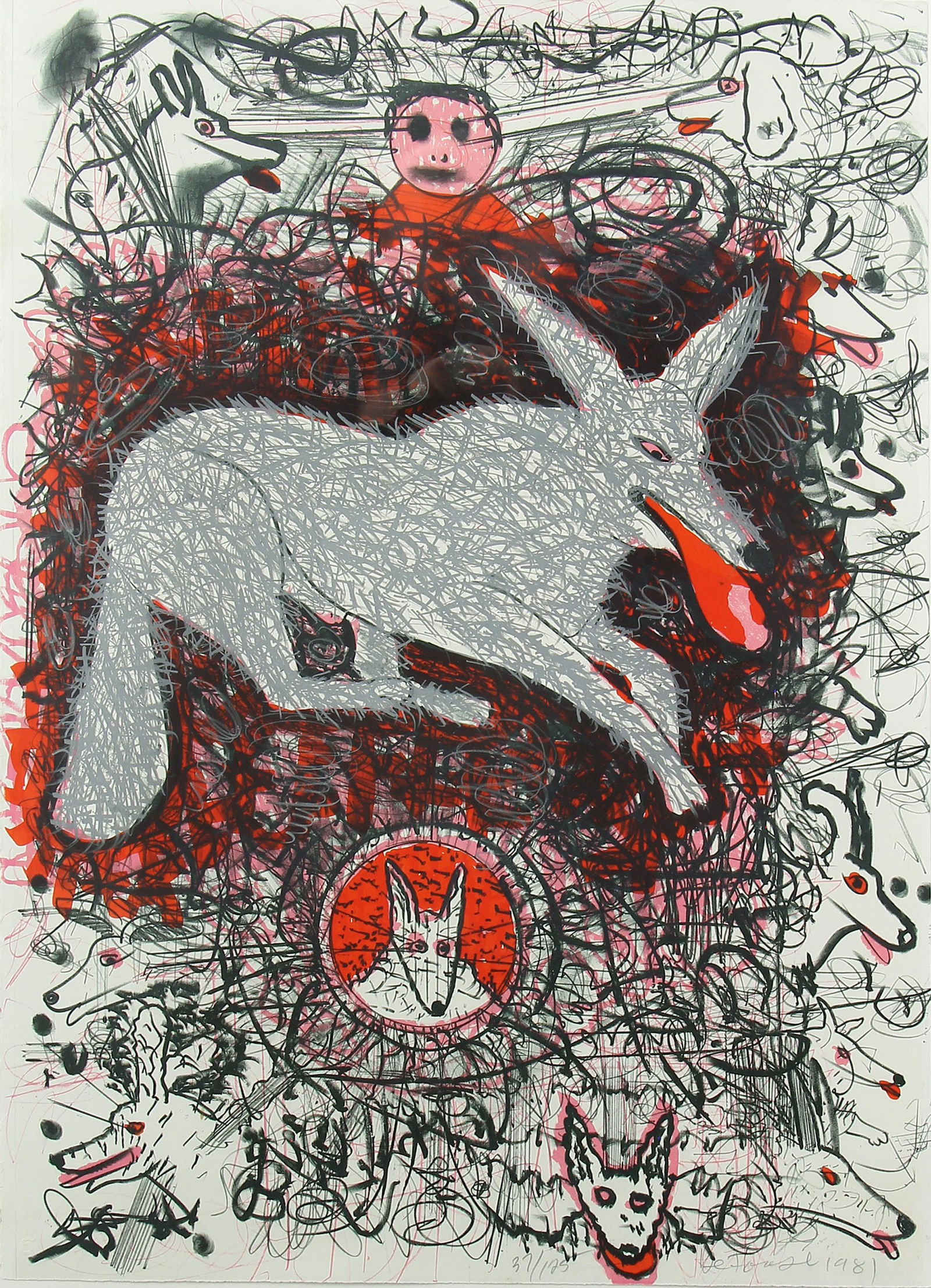 Roy De Forest, Untitled (Wolf Dogs) (1 of 3)