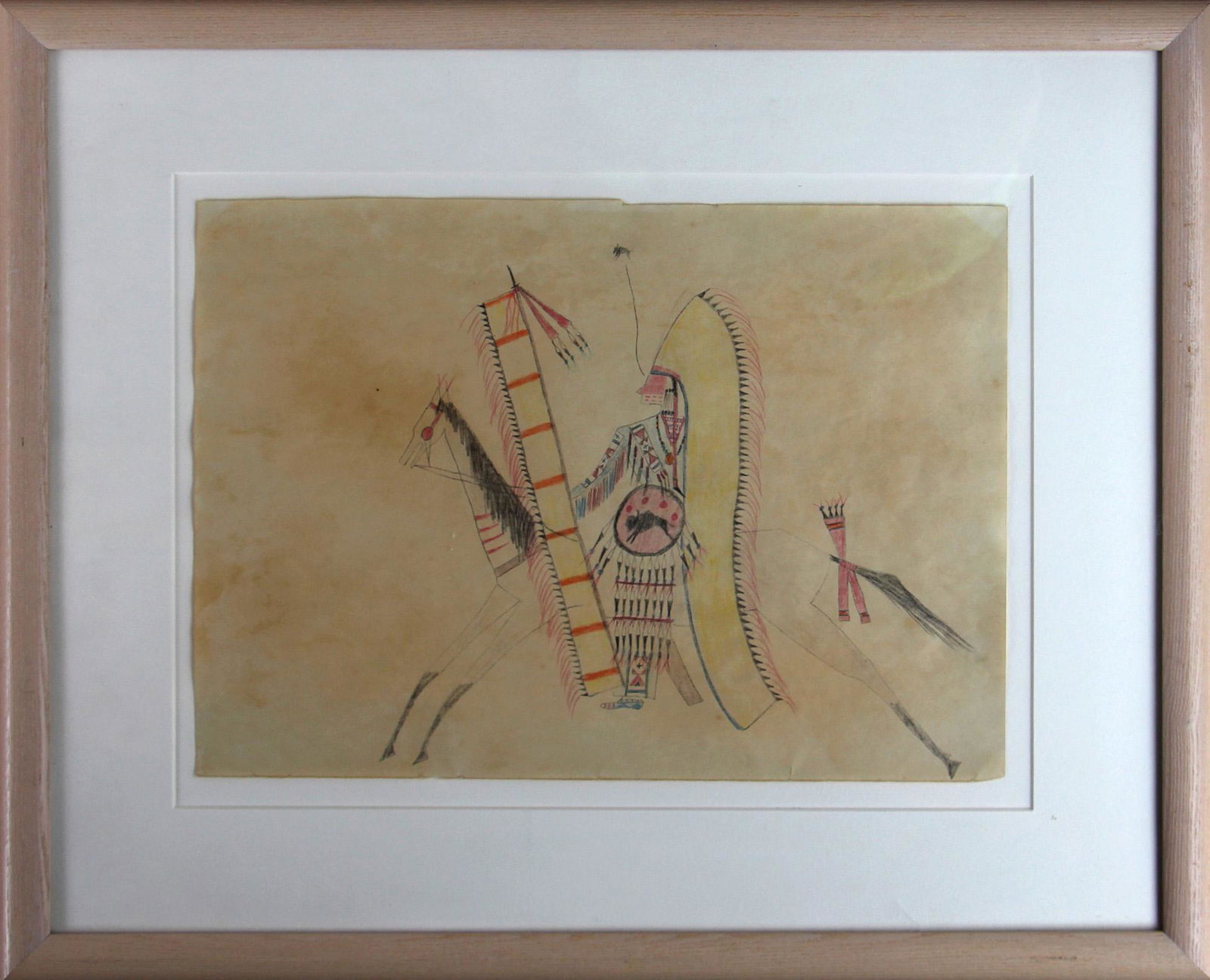Unknown, Ledger Art, Warrior with Horse (1 of 2)