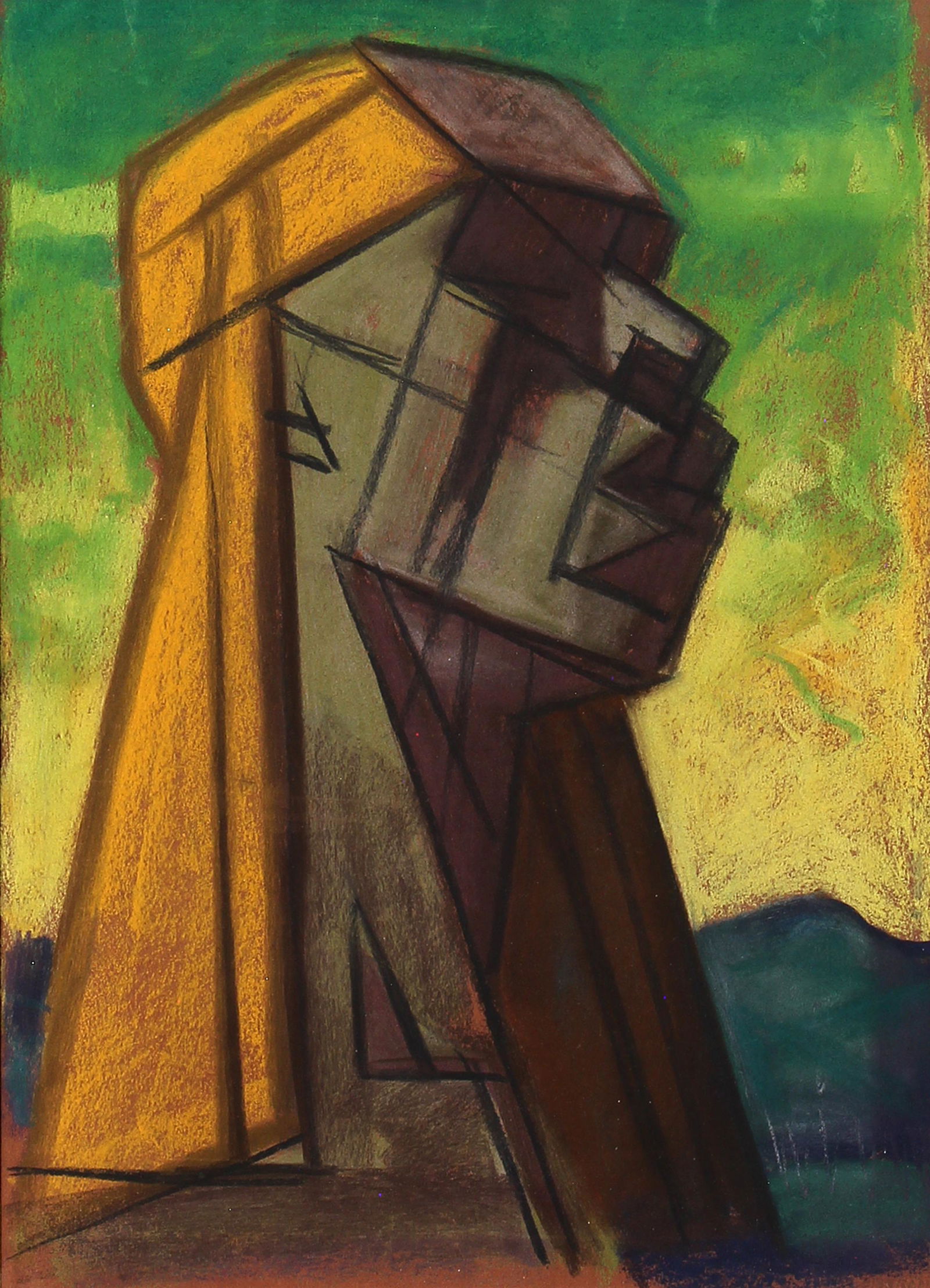 Emil Bisttram, Untitled (Portrait of Man in Yellow) (1 of 2)