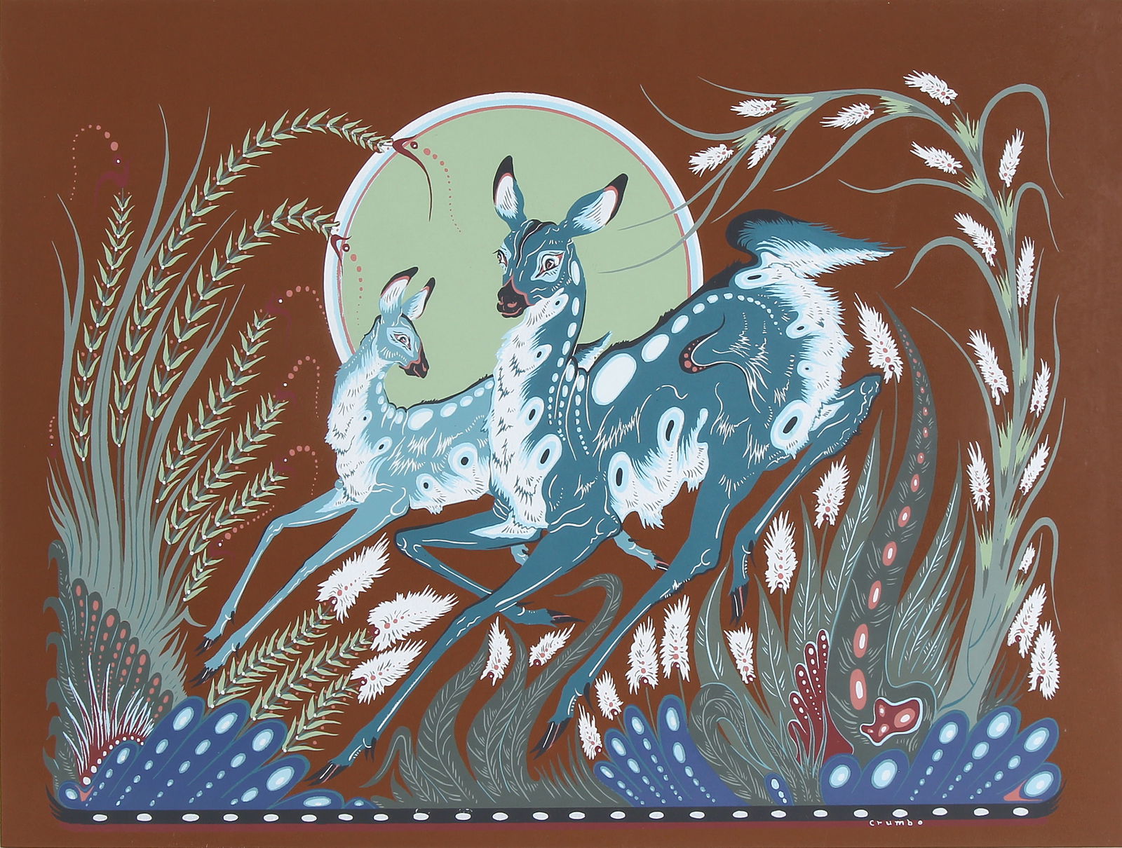 Woody Crumbo, Untitled (Deer and Fawn) (1 of 3)