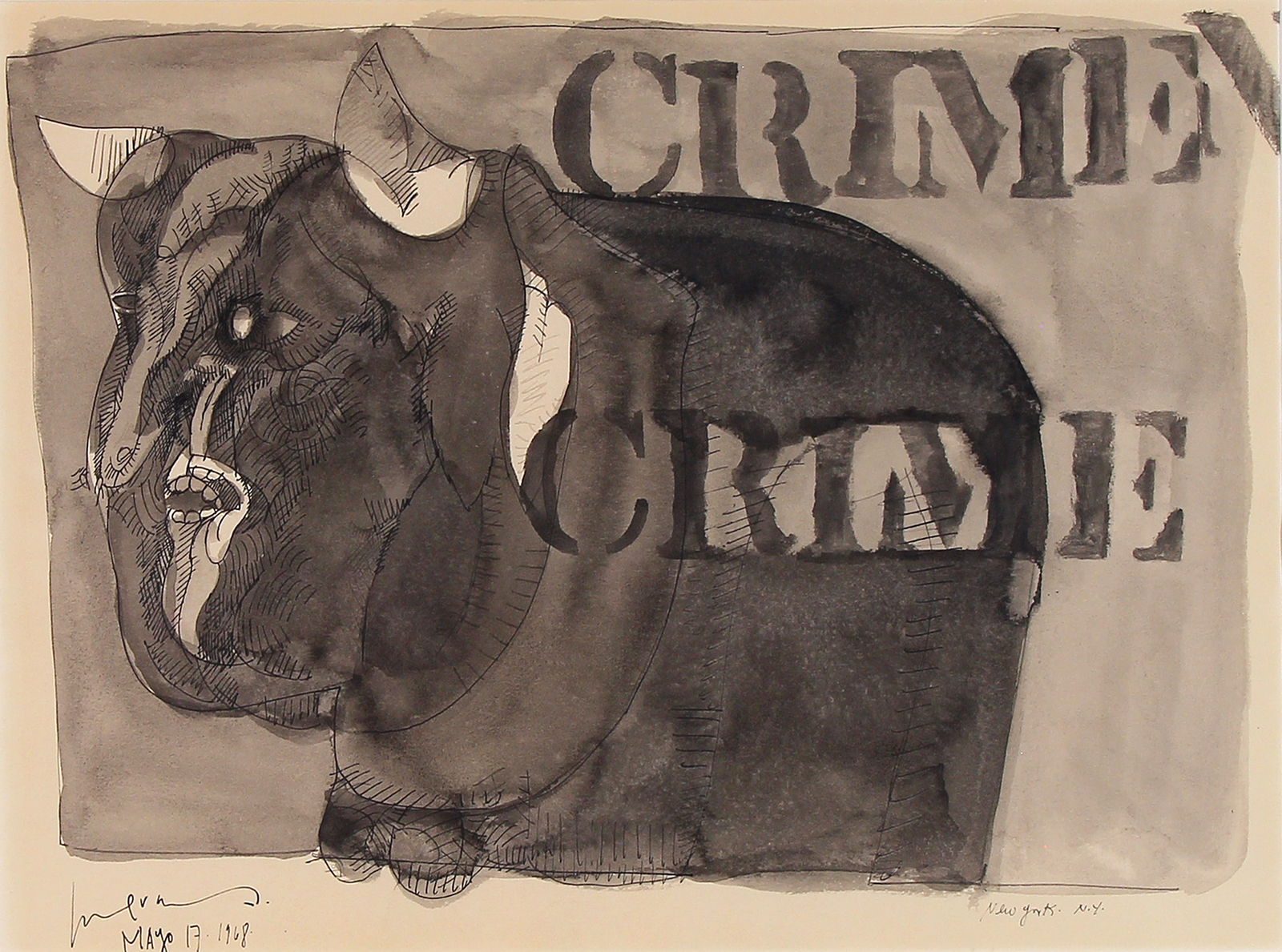 Jose Luis Cuevas, Boceto Pagina Titular del Libro Crimen â€¨â€¨ (1 of 4)