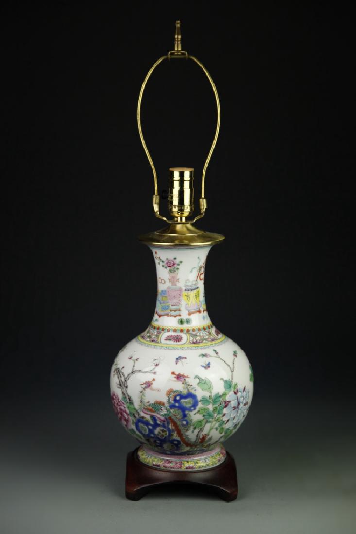 Chinese Famille Rose Vase Converted Lamp (1 of 4)
