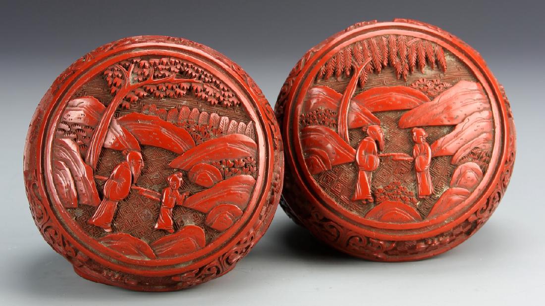 Pair of Chinese Cinnabar Ink Boxes (1 of 4)