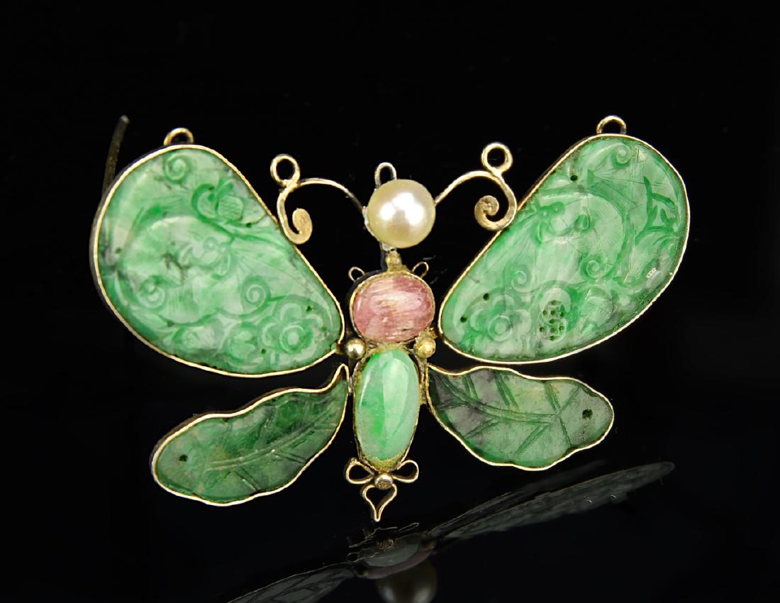 Chinese Jade Butterfly Pin (1 of 2)