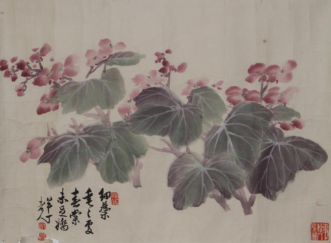 Chinese Scroll Painting Of Flowers (1 of 3)