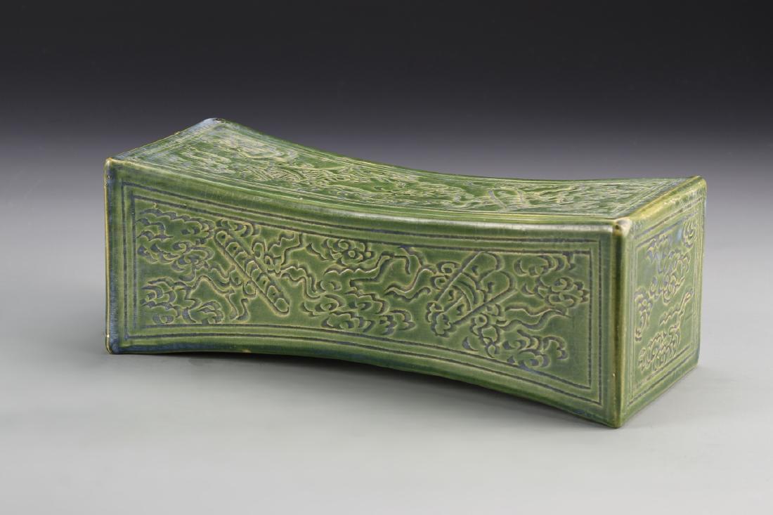 Chinese Antique Green Glazed Pillow (1 of 4)