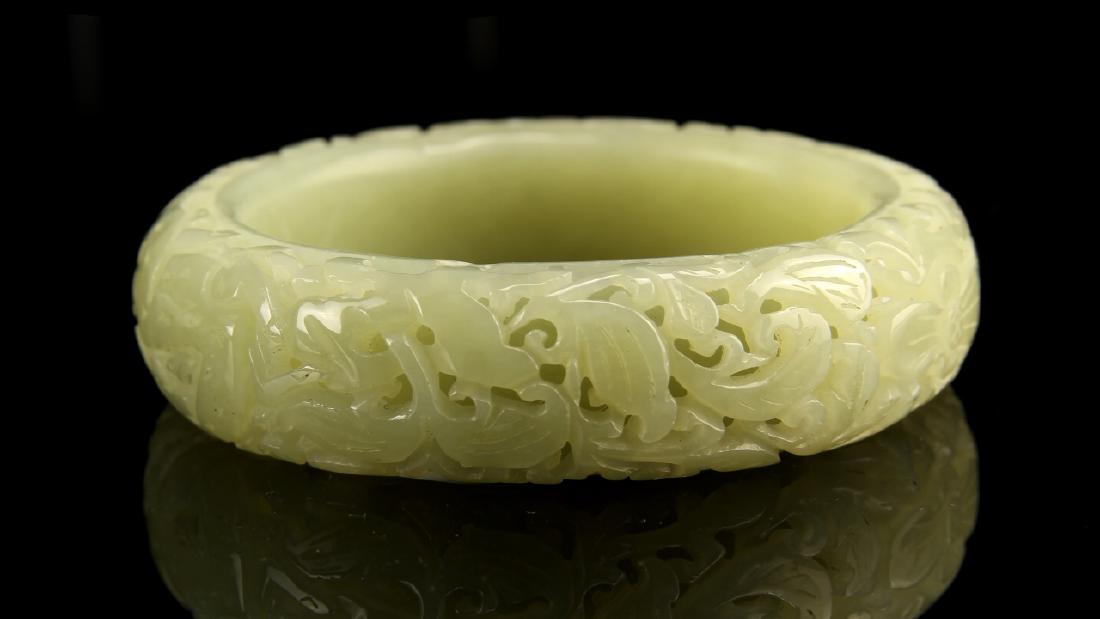Chinese Carved Jade Bangle (1 of 3)
