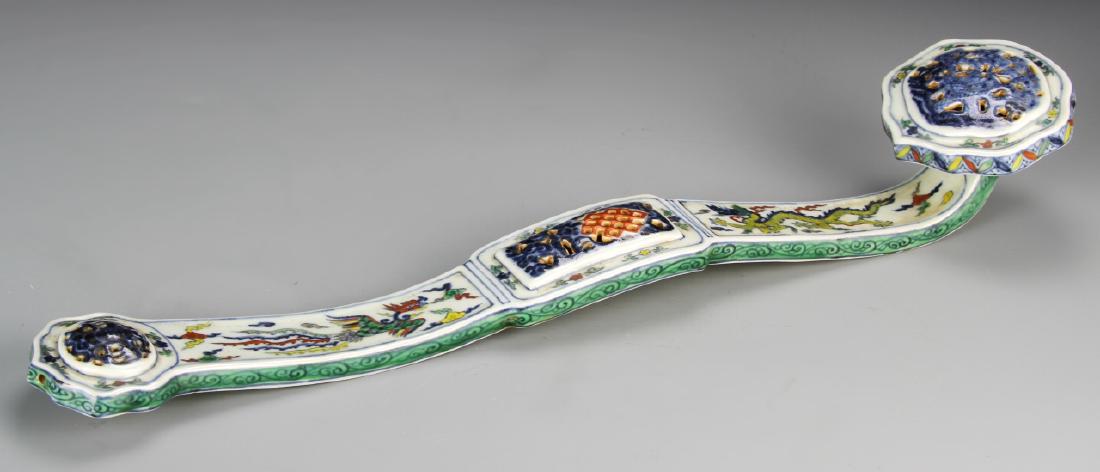Chinese Wucai Porcelain Ruyi Scepter (1 of 3)