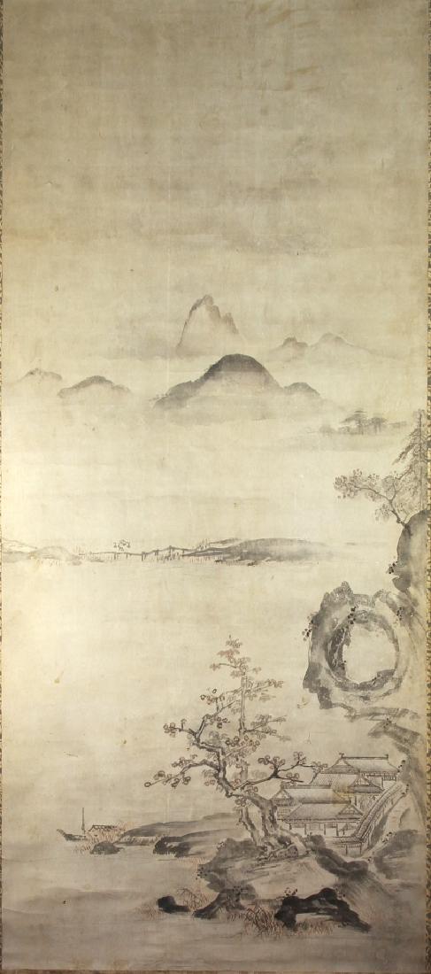 Chinese Scroll Painting of a River Landscape (1 of 3)