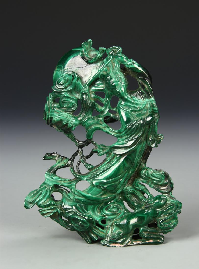 Chinese Malachite Carved Lady Figure (1 of 1)