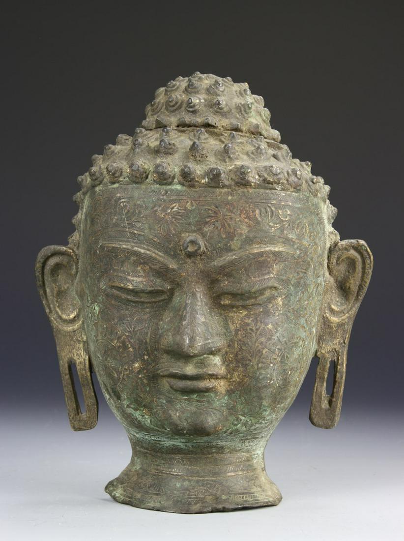 Indian Bronze Buddha Head (1 of 3)