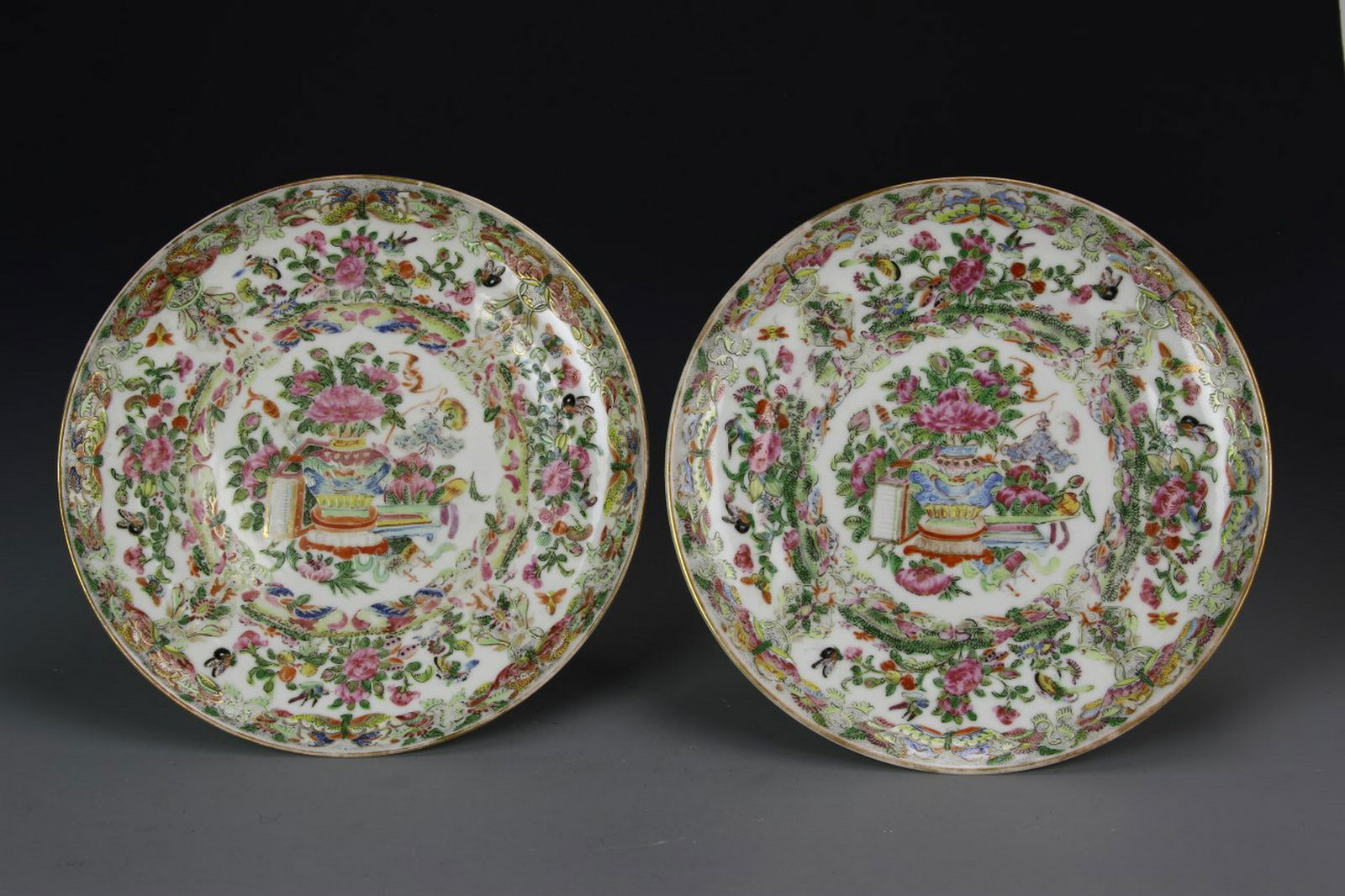 Pair of Chinese Rose Medallion Plates (1 of 4)
