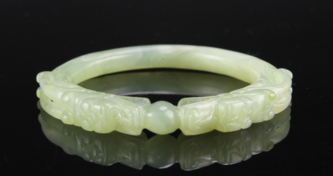 Chinese Carved Jade Bangle (1 of 3)
