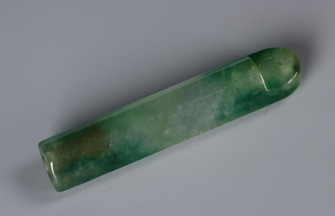 Chinese Jadeite Hat Tube: China, Jadeite Hat Tube. 3 3/4 in.