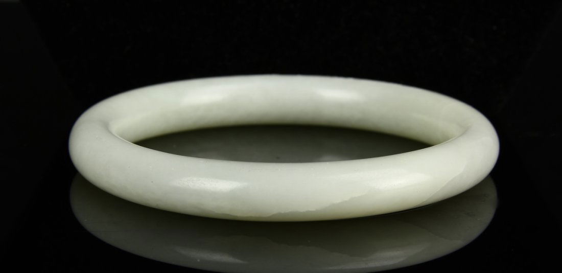 Chinese Antique White Jade Bangle (1 of 2)