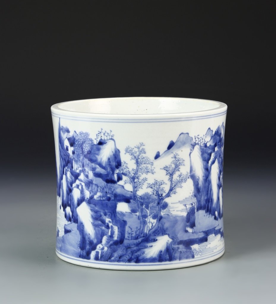 Chinese Blue and White Brush Pot (1 of 7)