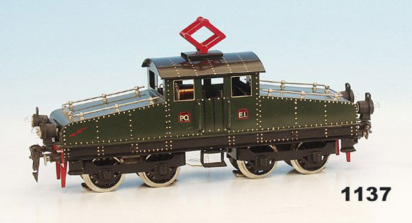 1 HEHR Replika E-Lok CL 70/12920: Achsfolge Bo'Bo', 28 cm, 4 elektrische Stirnlampen, grün, Dach schwarz, guter Orig.-Zustand.