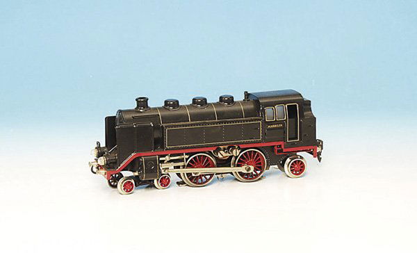 1 MÄRKLIN Dampftenderlok TCE 70/12920: Achsfolge 2'B1', 26,5 cm, schwarz n e u l a c k i e r t (Ritter), 20 Volt-Gleichstrom, Typschild fehlt, optisch und technisch in tadellosem Zustand.