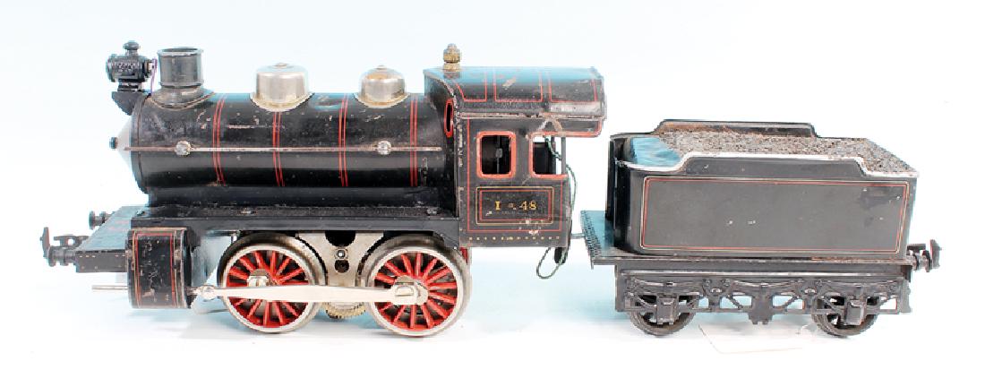 BING Dampflok 11/870/1: B, mit 2-achs. Tender, Lok mit deutlichen Gebrauchsspuren, Tender besser erhalten.