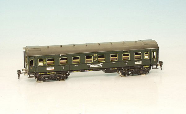 HEHR D-Zug-Wagen 1941/0: 40 cm, grün, mit Inneneinrichtung, allen Zuglaufschildern, sehr guter Orig.-Zustand.