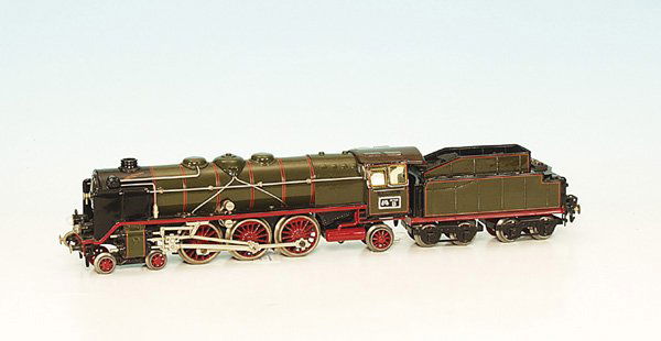 MÄRKLIN Dampflok HR 66/12920, grün: 2'C1', mit 4 achs. Tender, 50 cm, olivgrün/schwarz von Riedel n e u l a c k i e r t, guter Zustand.