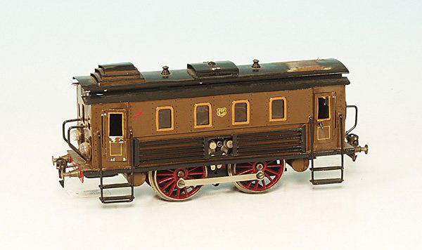 MÄRKLIN E-Lok RS 65/13021 "kleine Gotthard": Achsfolge B, 31 cm, braun/schwarz, Lötstelle am Dach, Motor 20 Volt, n e u l a c k i e r t, Treppen ersetzt.