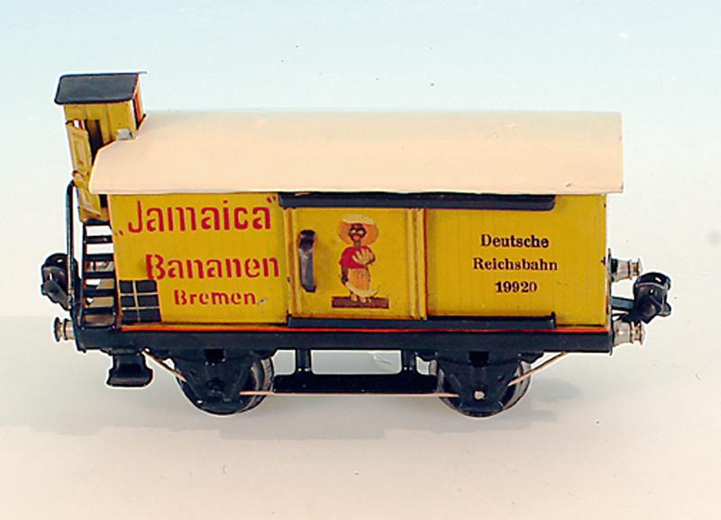 MARKLIN Bananenwagen 1992/0: 16,5 cm, Wagenkasten und Chassis sehr gut erhalten, Dach Neuanfertigung.