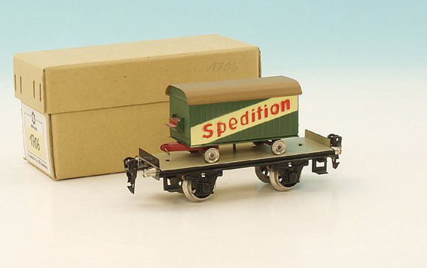 HEHR Replika Plattformwagen 1706: beladen mit Speditionswagen, neu, im OKT.