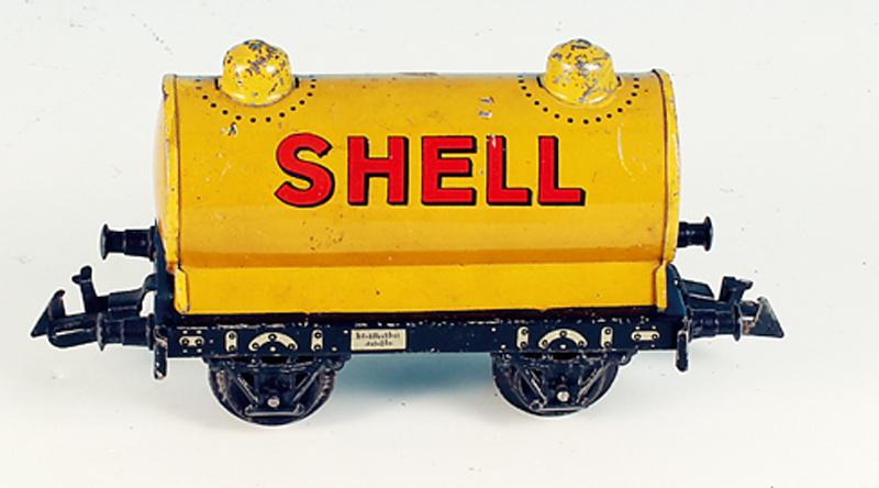BING Kesselwagen "SHELL", gelb: deutliche Gebrauchsspuren.