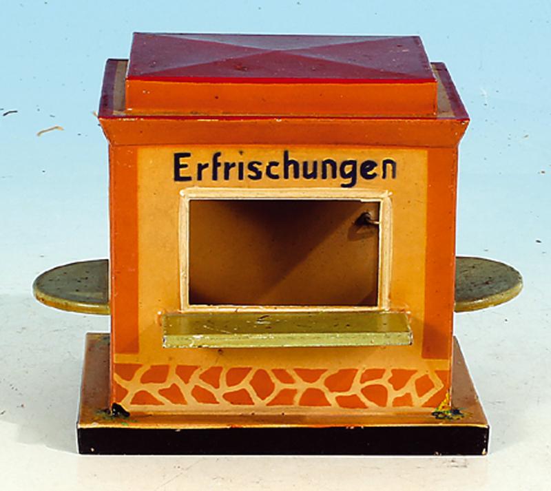 KIBRI Kiosk: 13 x 9,5 cm, Orig.-Zustand, leichte Alterungs- und Gebrauchsspuren.