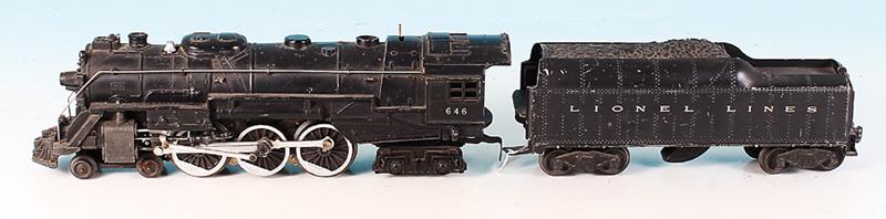 LIONEL amerik. Dampflok 646: 2'C2', mit 4 achs. Tender, Orig.-Zustand, leichte Gebrauchsspuren.