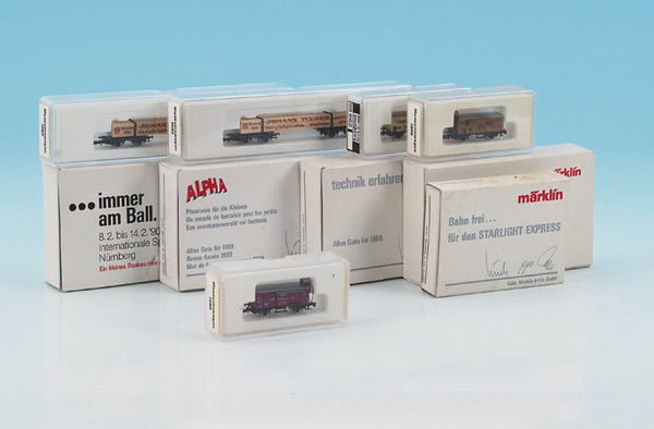 Konvolut MÄRKLIN Spur Z, Sonderwagen: 10 Stück, neuwertig, in OKTs.