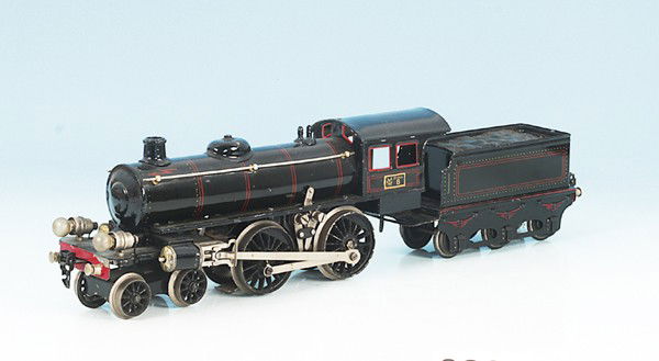 MÄRKLIN Dampflok E 13041: 2'B, mit 3 achs. Tender, schwarz lithogr., 50 cm, Motor 20 Volt mit Handschaltung, rundum guter Orig.-Zustand, minimale Lackschäden, Handgriff der Schaltung fehlt (gängiges Ersatzteil). Lt. Einliefe