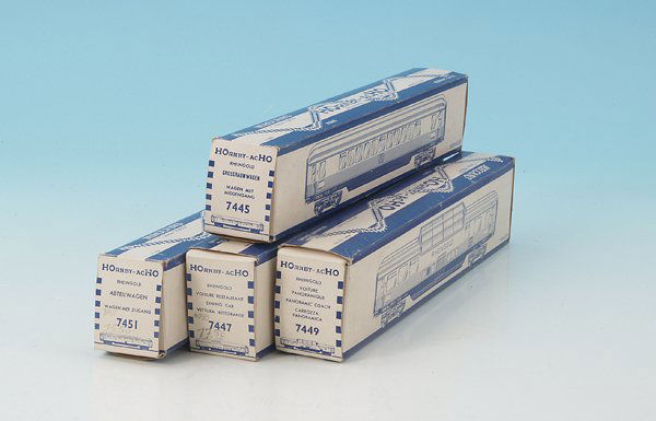 HORNBY TEE-Zug "RHEINGOLD": 4-teilig, Kunststoff, sehr gut, in OKTs.