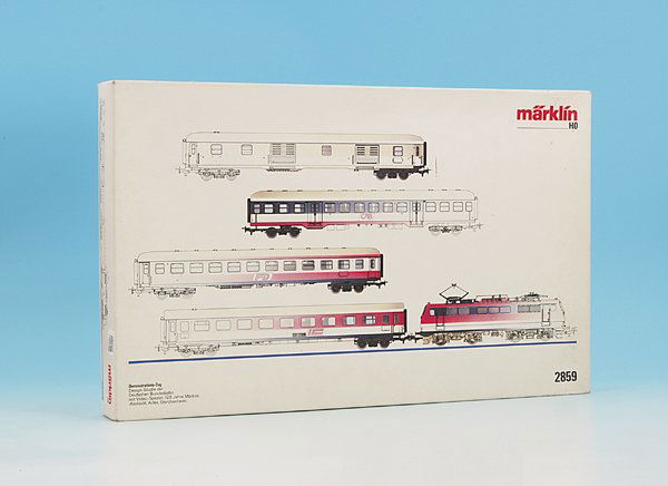 MARKLIN Fahrdemonstrationszug 2859: Lokomotive, 4 Wagen und Video, neuwertig, im OKT.