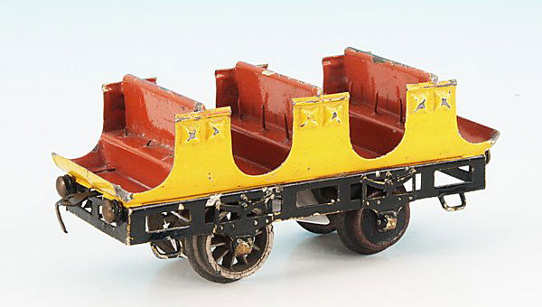 MARKLIN offener Personenwagen fuer Adlerzug: gelb/braun handlackiert, Orig.-Zustand, Gebrauchsspuren.english Description: