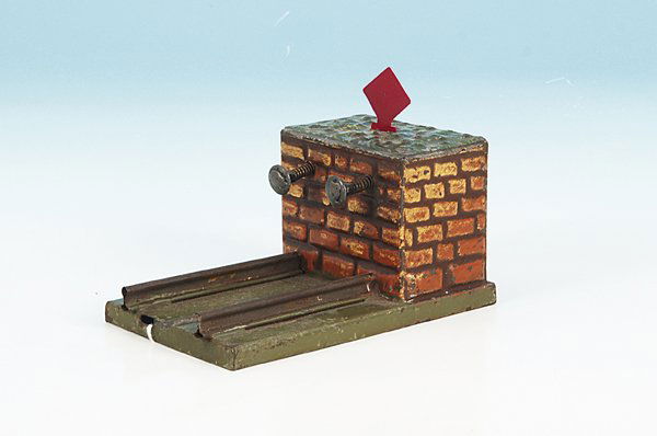 MARKLIN Prellbock 2201/1: Signalscheibe ersetzt, ansonsten guter Orig.-Zustand, leichte Gebrauchs- und Alterungsspuren.