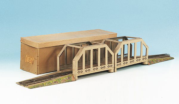 BING Eisenbahnbruecke 10/6160/0: grau handlackiert, guter Orig.-Zustand, im OKT.