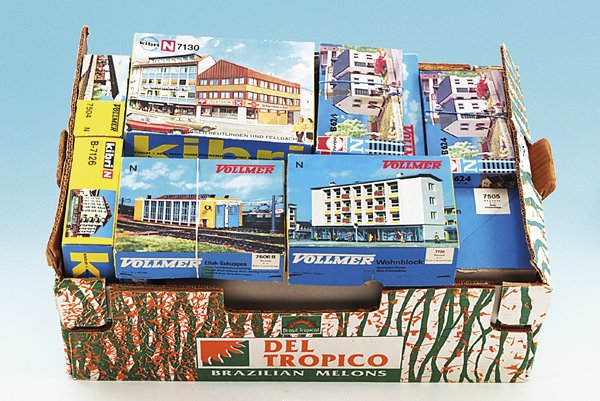 14 KIBRI Bausätze, Spur N: alle in OKT's, Besichtigung erforderlich.