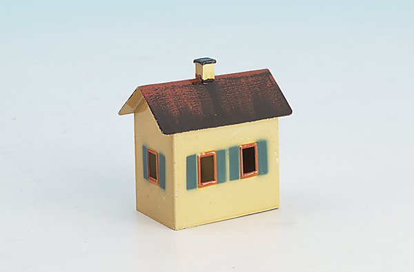 MÄRKLIN Wärterhaus für Bahnübergang 458.3: Blech, Fensterläden blau gespritzt. Sehr guter Orig.-Zustand.