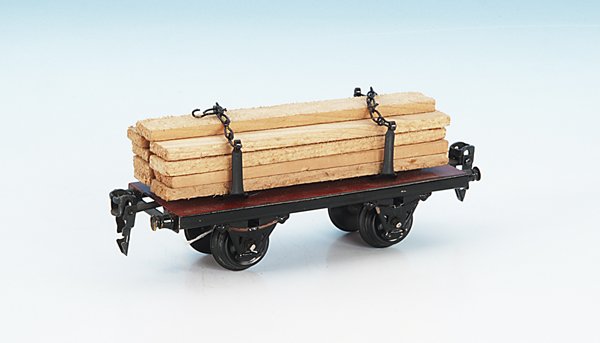 MÄRKLIN Holzwagen 1966 B/0: 16,5 cm, mit original? Holzladung, guter Orig.-Zustand, winzige Gebrauchsspuren.