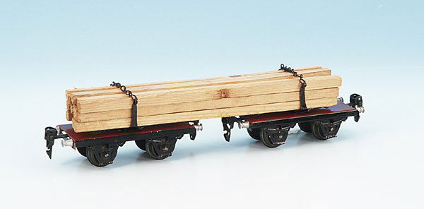 MÄRKLIN Langholzwagengarnitur 1961/0: 2-teilig, mit Holzladung, guter Orig.-Zustand.