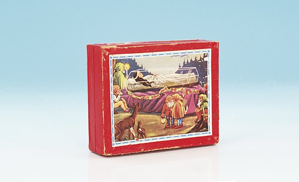 Baustein-Puzzle Märchenbilder: Gebrauchsspuren, hübsches Deckelbild "Schneewittchen" (snow-white). Besichtigung erforderlich.