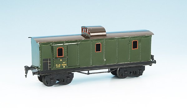 MÄRKLIN franz. Packwagen 2998/1 A: 33 cm, grün, Dach braun, guter Originalzustand